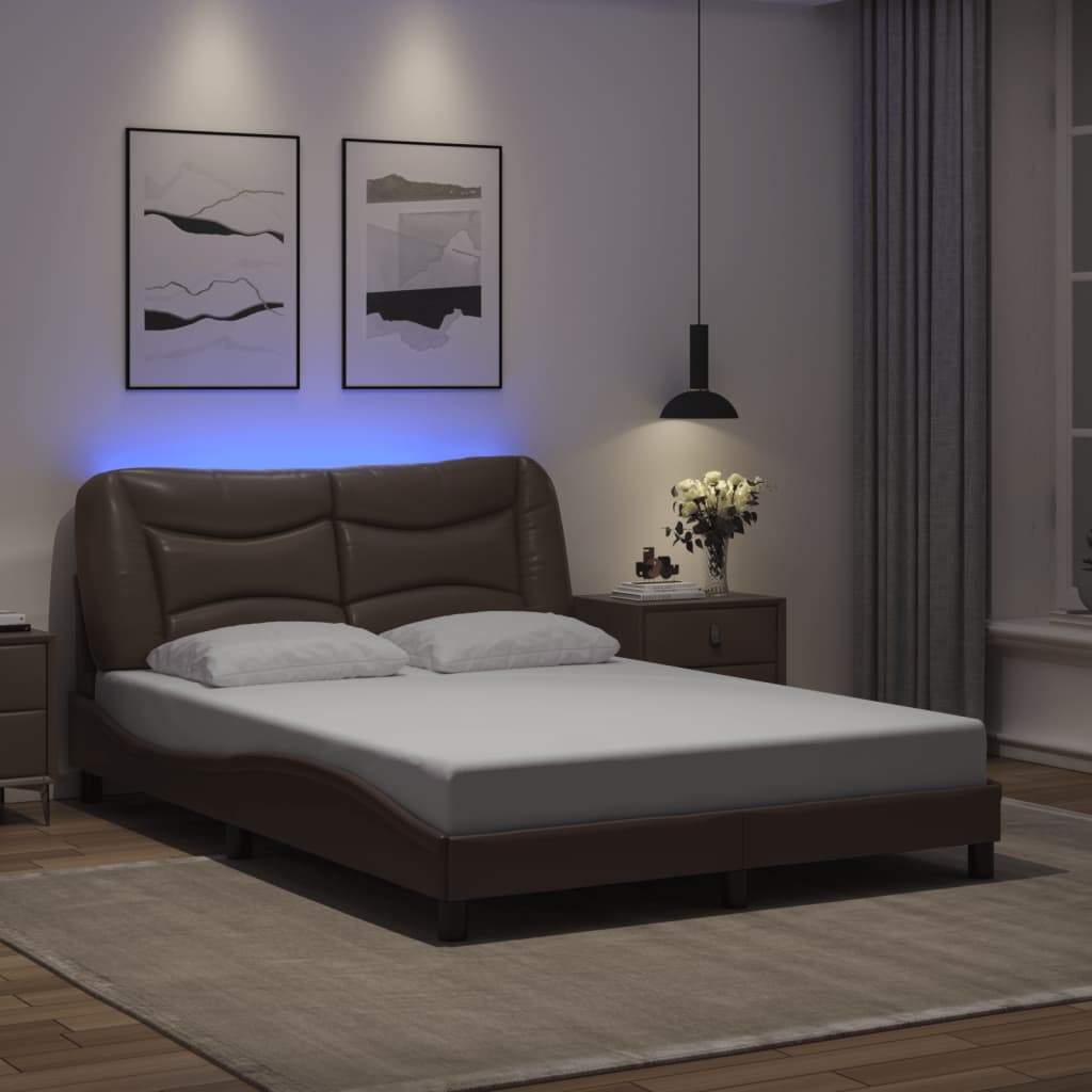 sengeramme med LED uden madras Hvar 120x200 cm brun