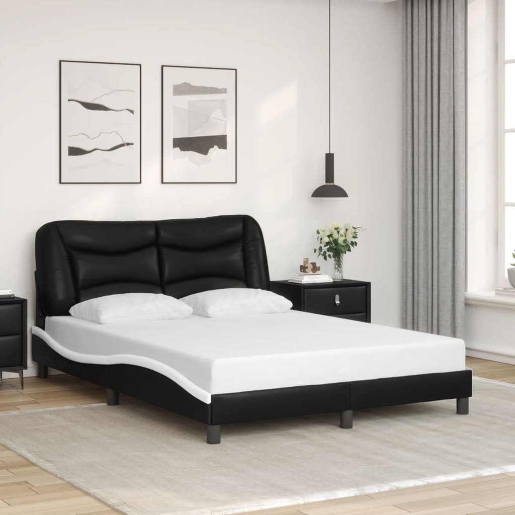 sengeramme med LED uden madras Hvar 120x200 cm sort og hvid