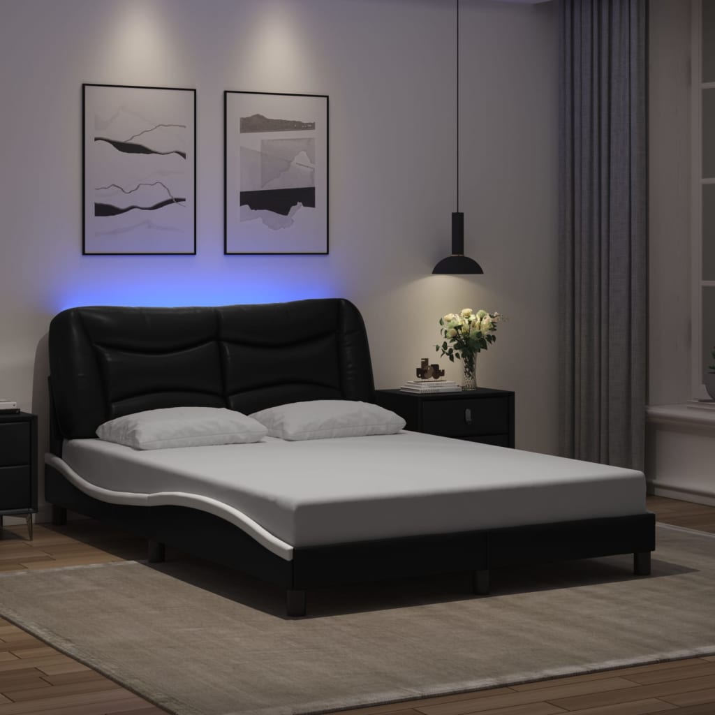 sengeramme med LED uden madras Hvar 120x200 cm sort og hvid