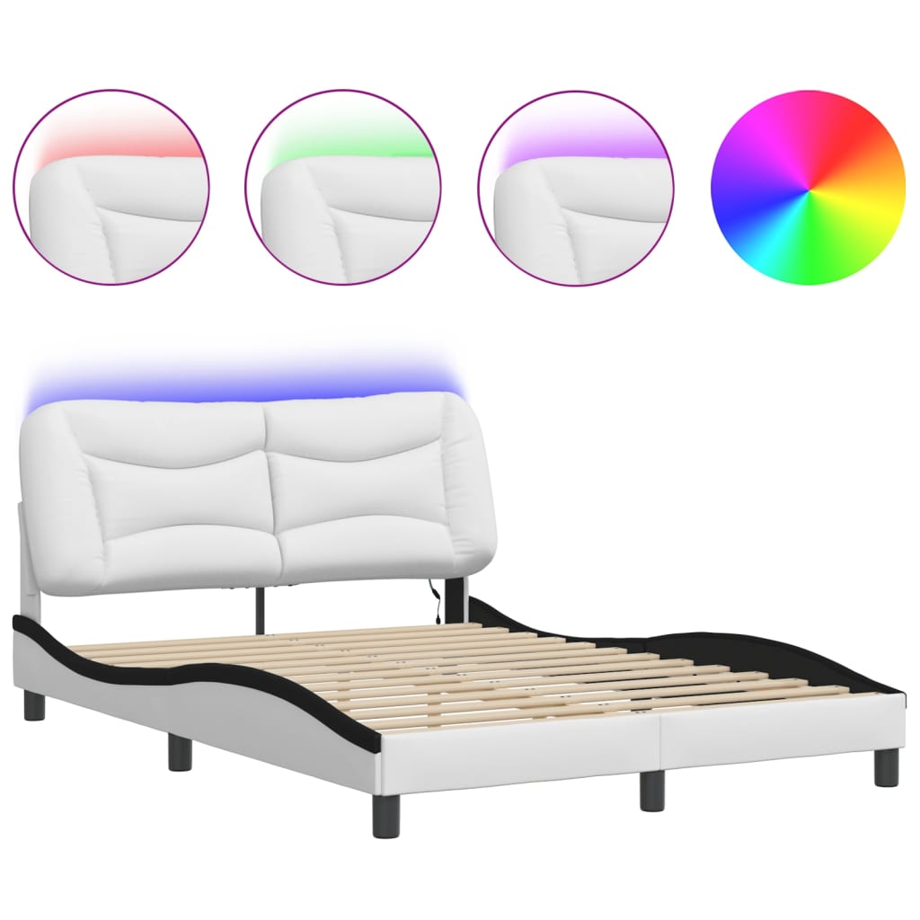 sengeramme med LED uden madras Hvar 120x200 cm hvid og sort