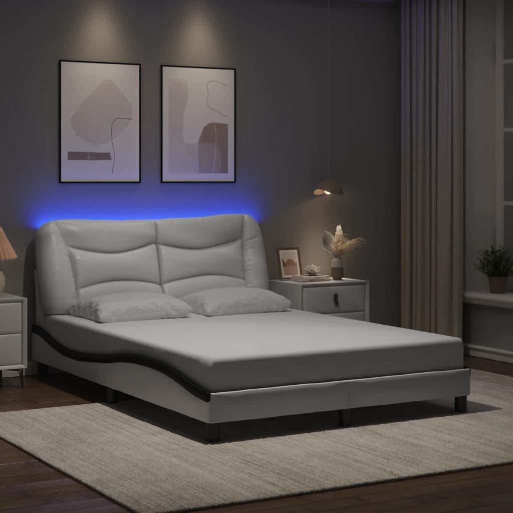 sengeramme med LED uden madras Hvar 120x200 cm hvid og sort