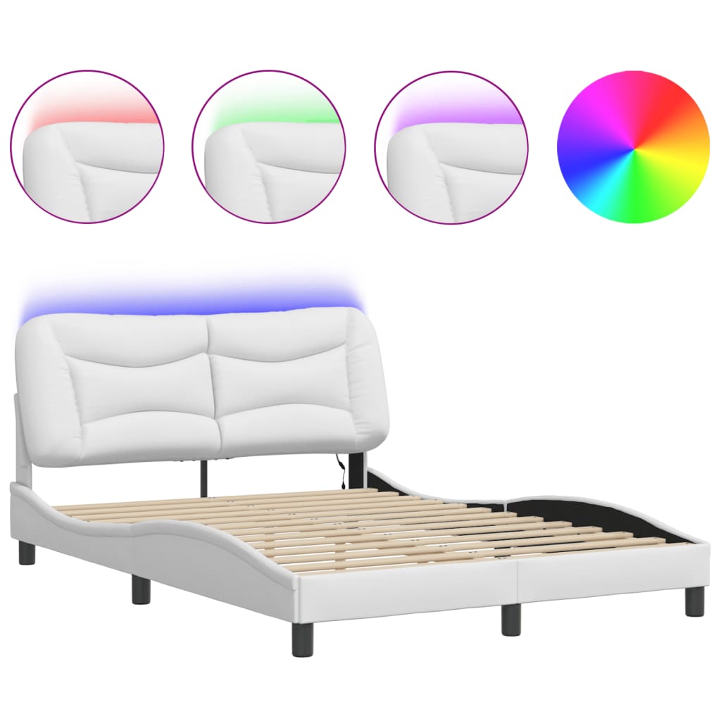 sengeramme med LED uden madras Hvar 140x190 cm hvid