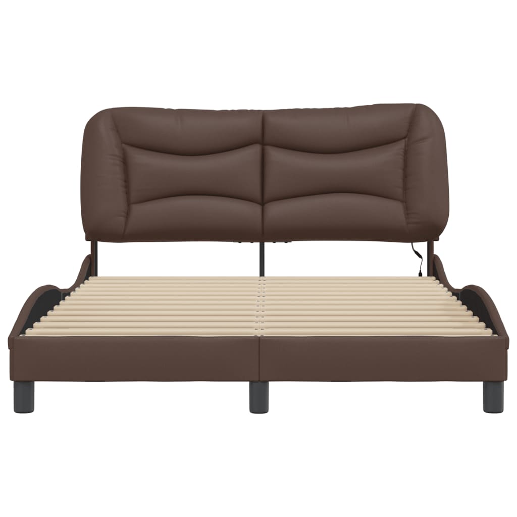 sengeramme med LED uden madras Hvar 140x190 cm brun