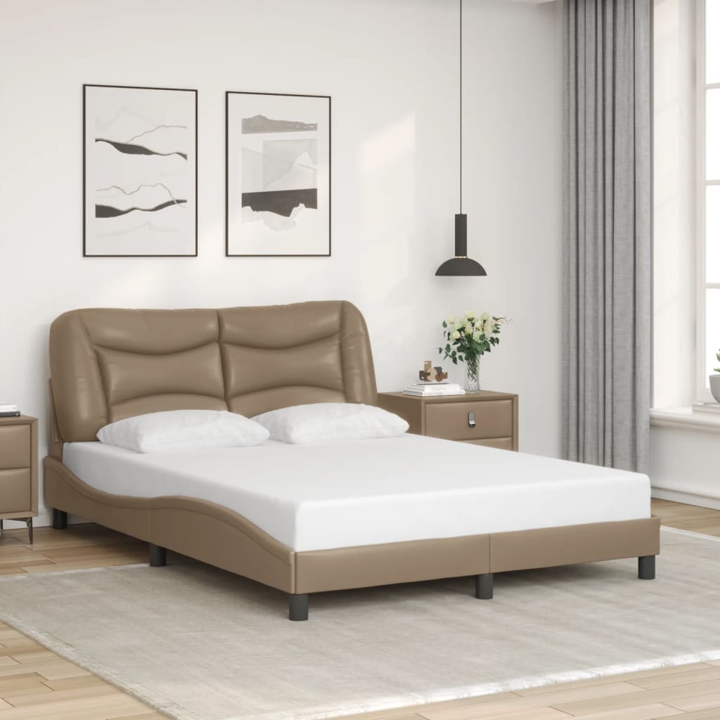 sengeramme med LED uden madras Hvar 120x200 cm cappuccinofarvet