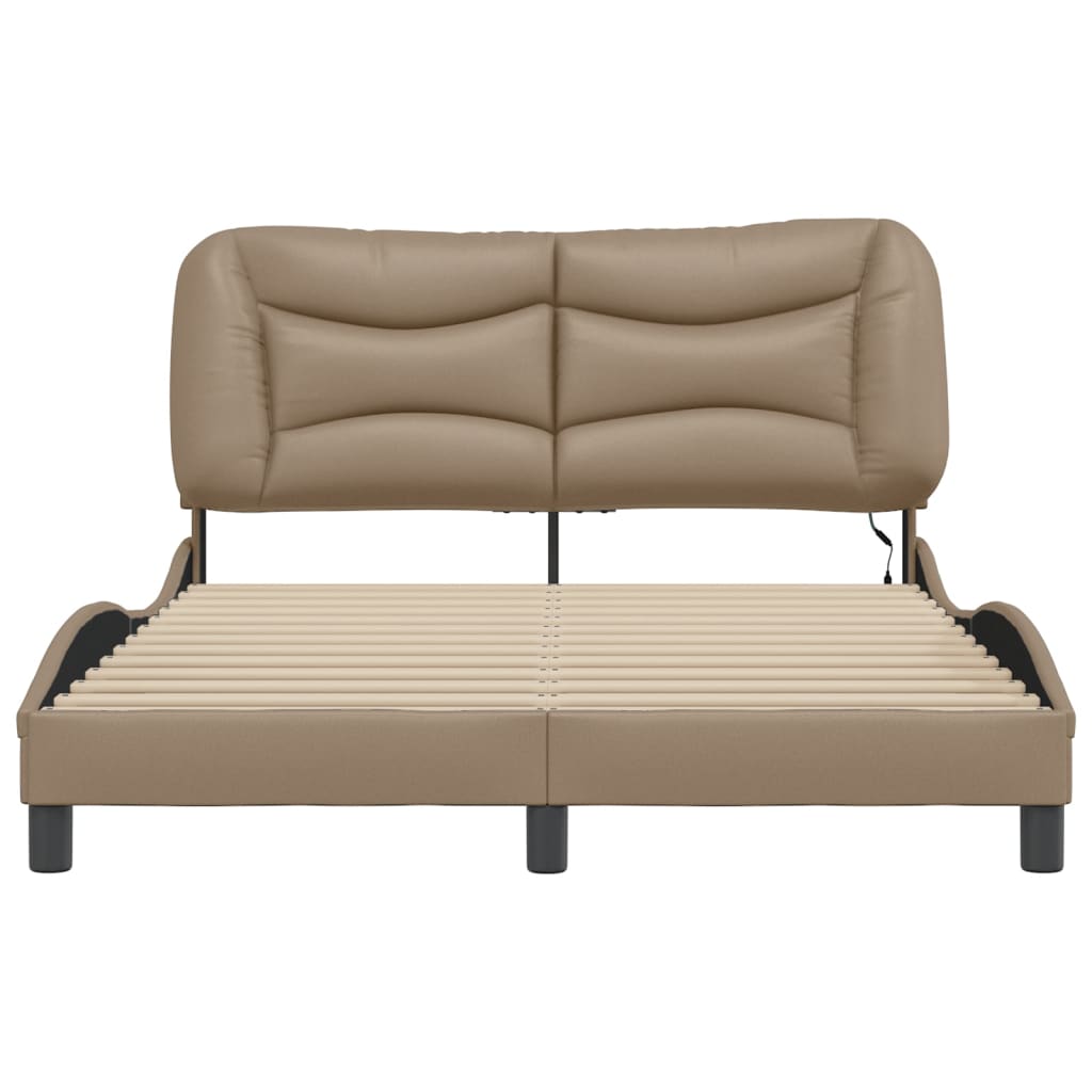 sengeramme med LED uden madras Hvar 120x200 cm cappuccinofarvet