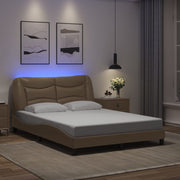 sengeramme med LED uden madras Hvar 120x200 cm cappuccinofarvet