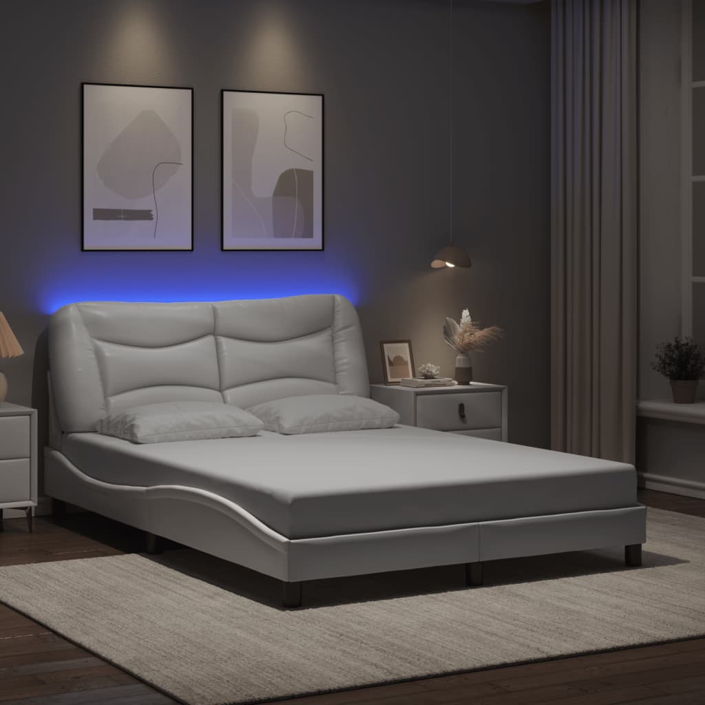 sengeramme med LED uden madras Hvar 140x200 cm hvid