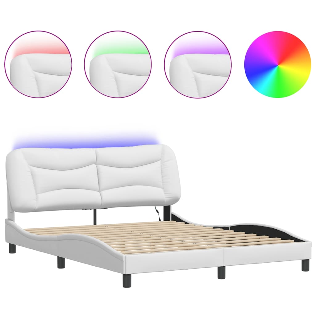 sengeramme med LED uden madras Hvar 160x200 cm hvid