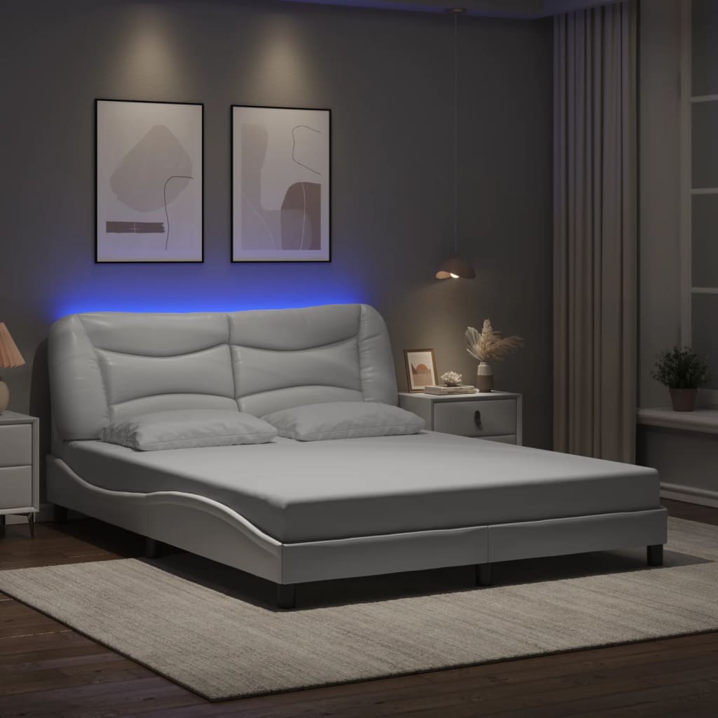 sengeramme med LED uden madras Hvar 160x200 cm hvid
