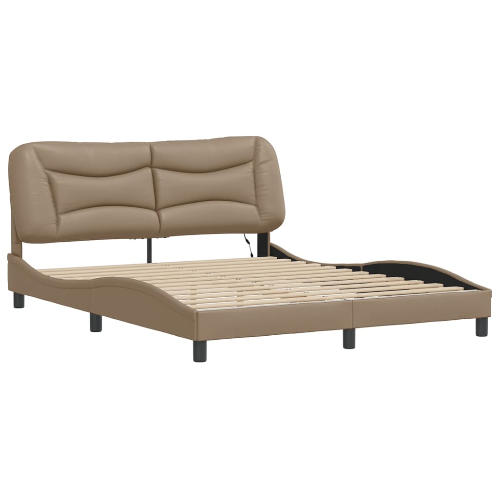 sengeramme med LED uden madras Hvar 160x200 cm cappuccinofarvet