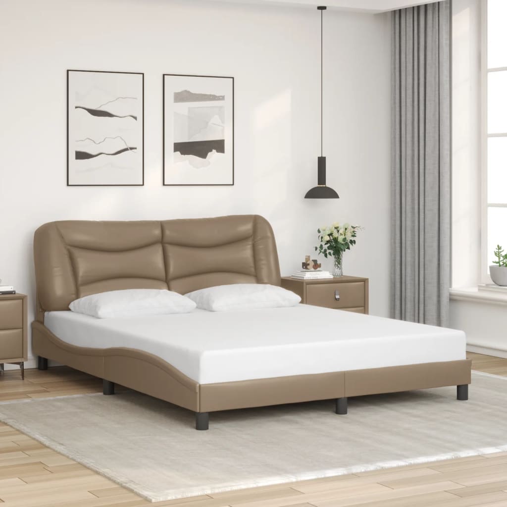 sengeramme med LED uden madras Hvar 160x200 cm cappuccinofarvet