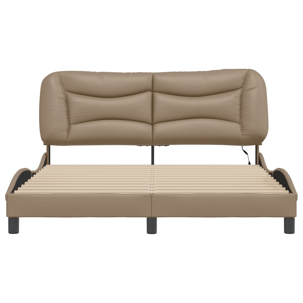 sengeramme med LED uden madras Hvar 160x200 cm cappuccinofarvet