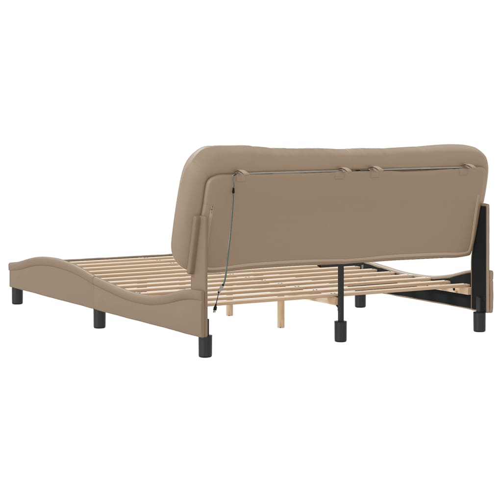 sengeramme med LED uden madras Hvar 160x200 cm cappuccinofarvet