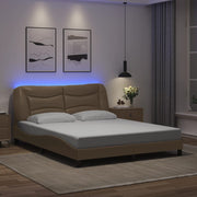 sengeramme med LED uden madras Hvar 160x200 cm cappuccinofarvet