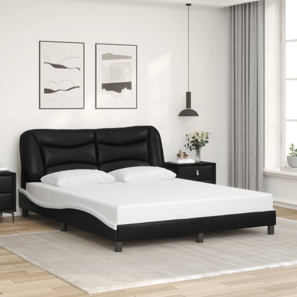 sengeramme med LED uden madras Hvar 160x200 cm sort og hvid