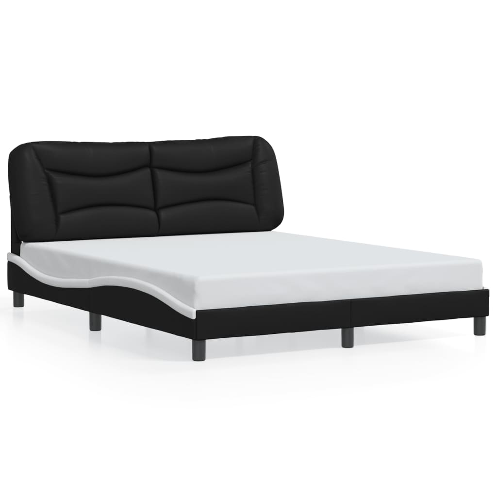 sengeramme med LED uden madras Hvar 160x200 cm sort og hvid