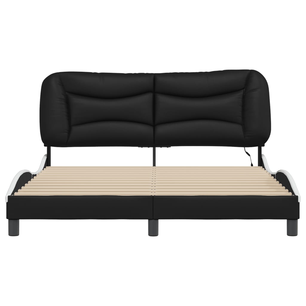 sengeramme med LED uden madras Hvar 160x200 cm sort og hvid