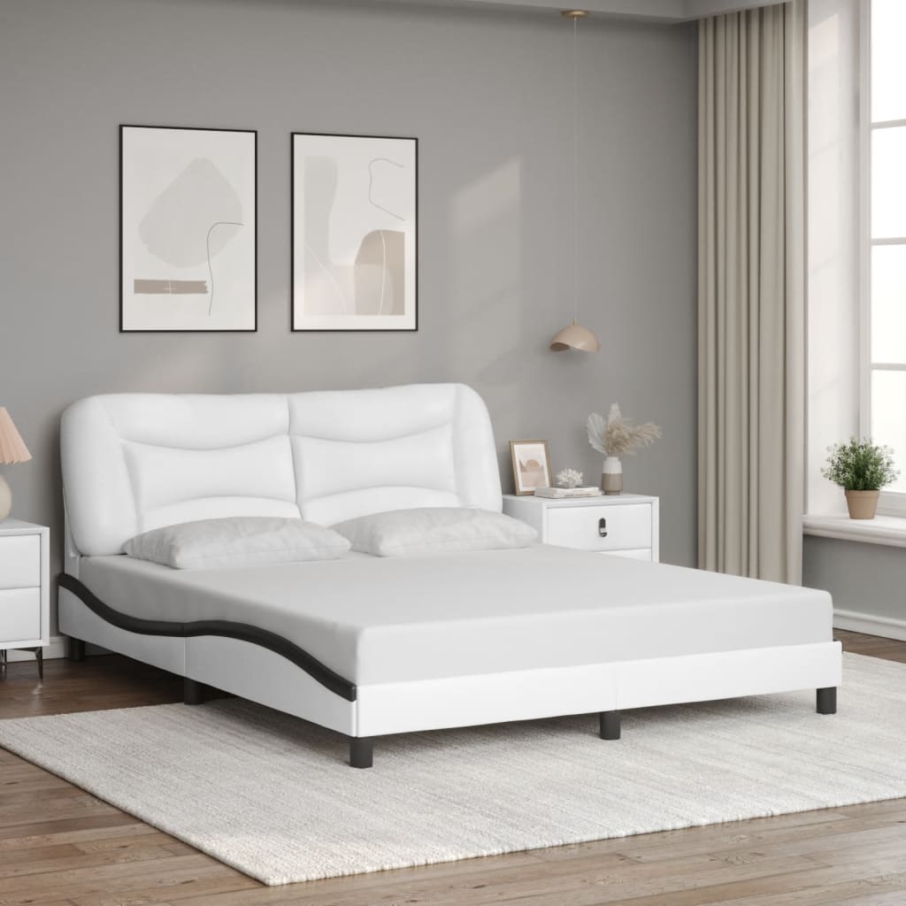 sengeramme med LED uden madras Hvar 160x200 cm hvid og sort
