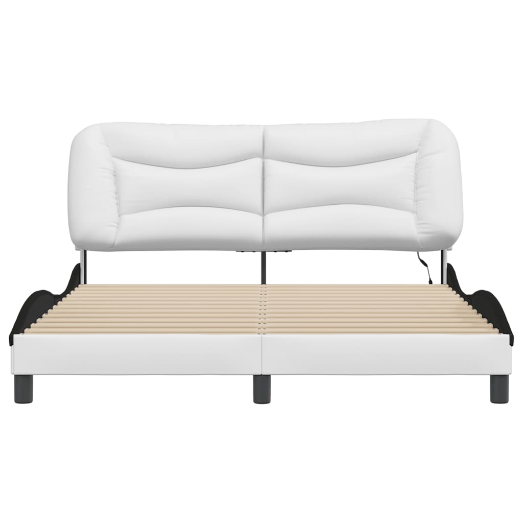 sengeramme med LED uden madras Hvar 160x200 cm hvid og sort
