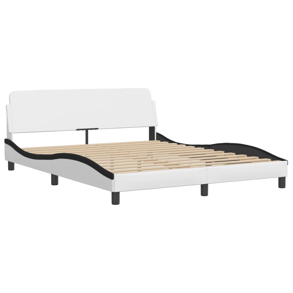 sengeramme med LED uden madras Hvar 160x200 cm hvid og sort