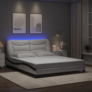 sengeramme med LED uden madras Hvar 160x200 cm hvid og sort