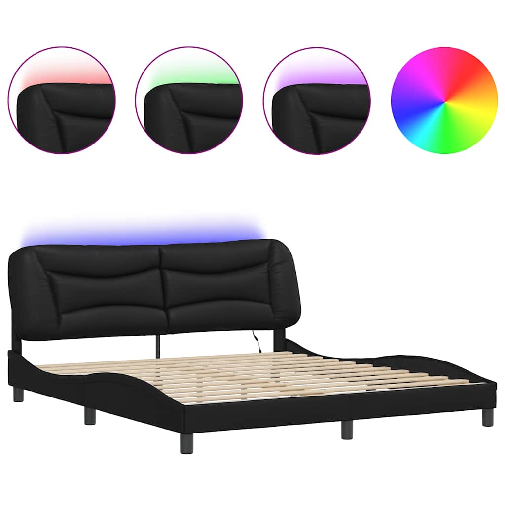 sengeramme med LED uden madras Hvar 180x200 cm sort