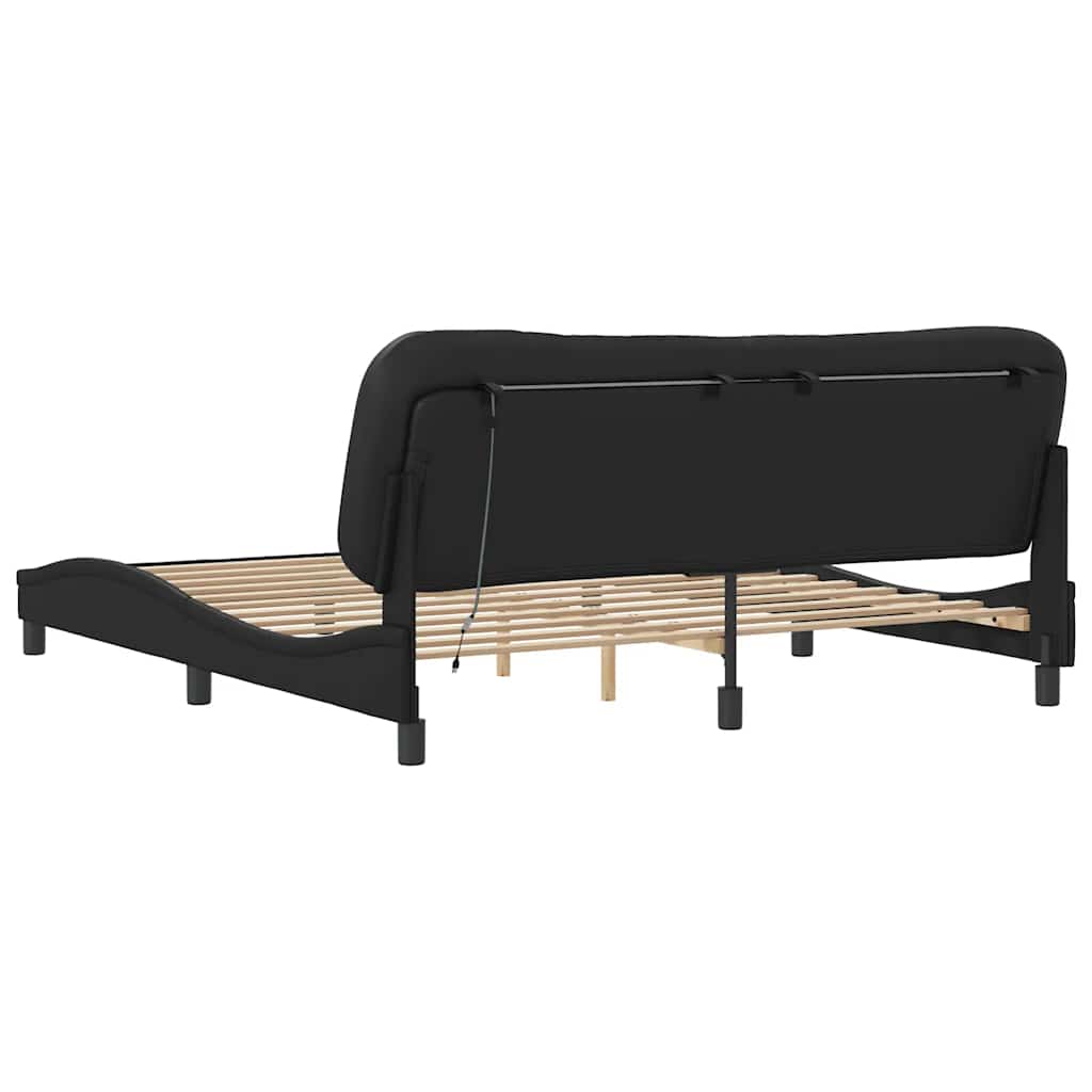 sengeramme med LED uden madras Hvar 180x200 cm sort