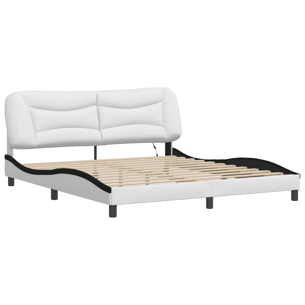 sengeramme med LED uden madras Hvar 180x200 cm sort og hvid