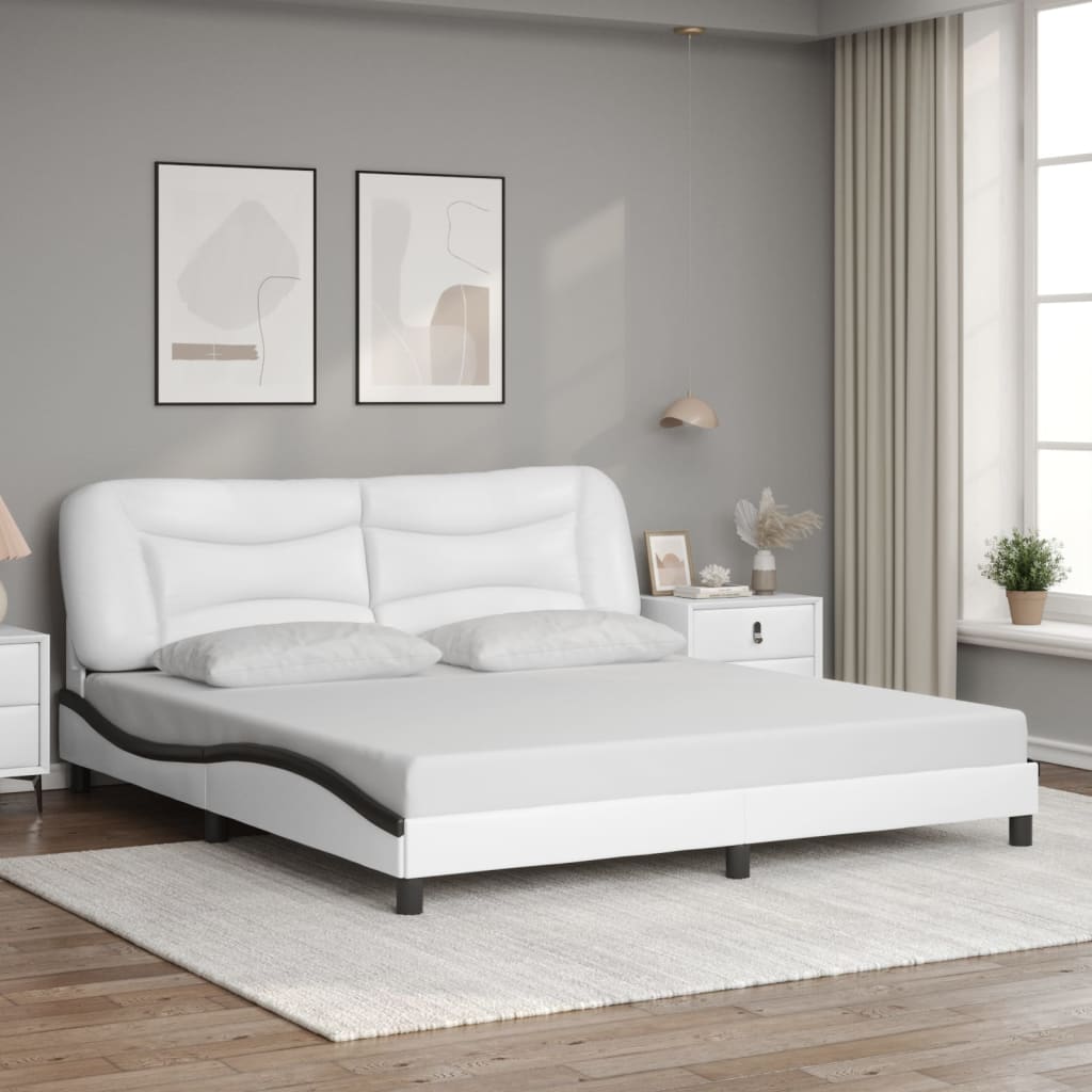 sengeramme med LED uden madras Hvar 180x200 cm sort og hvid