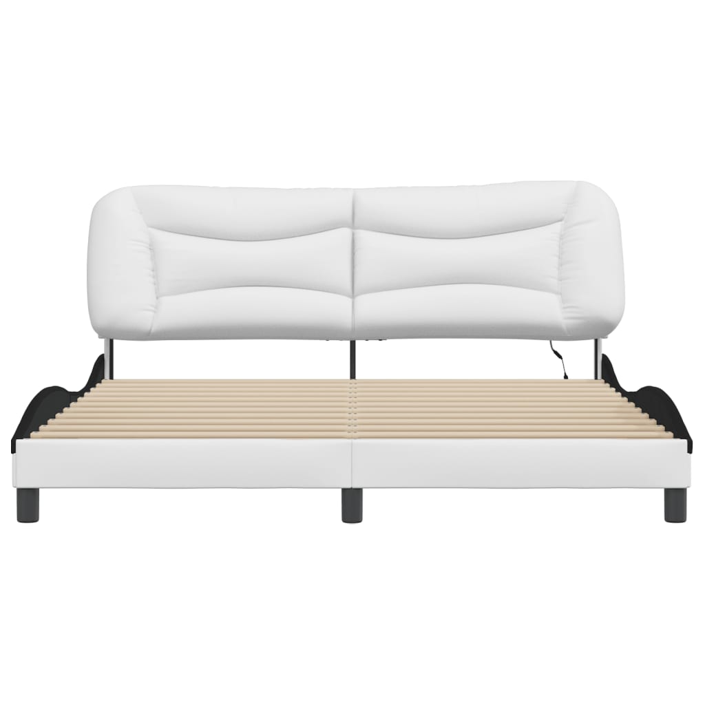 sengeramme med LED uden madras Hvar 180x200 cm sort og hvid