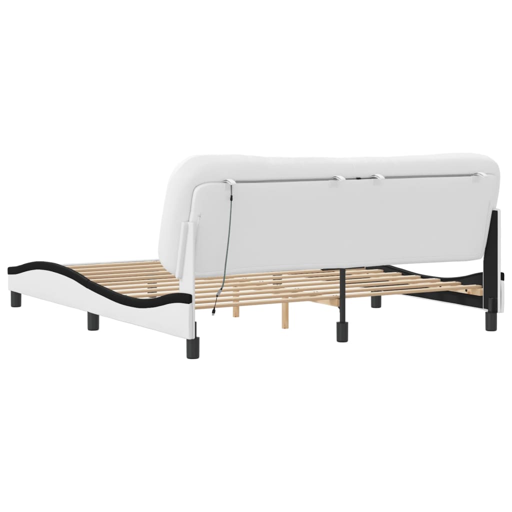 sengeramme med LED uden madras Hvar 180x200 cm sort og hvid