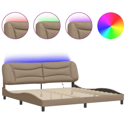 sengeramme med LED uden madras Hvar 200x200 cm cappuccinofarvet