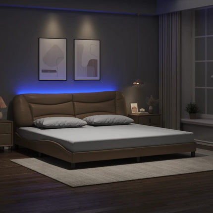 sengeramme med LED uden madras Hvar 200x200 cm cappuccinofarvet