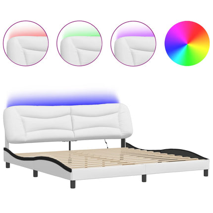 sengeramme med LED uden madras Hvar 200x200 cm hvid og sort