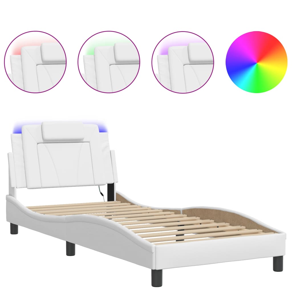 sengeramme Viana med LED uden madras 80x200 cm hvid