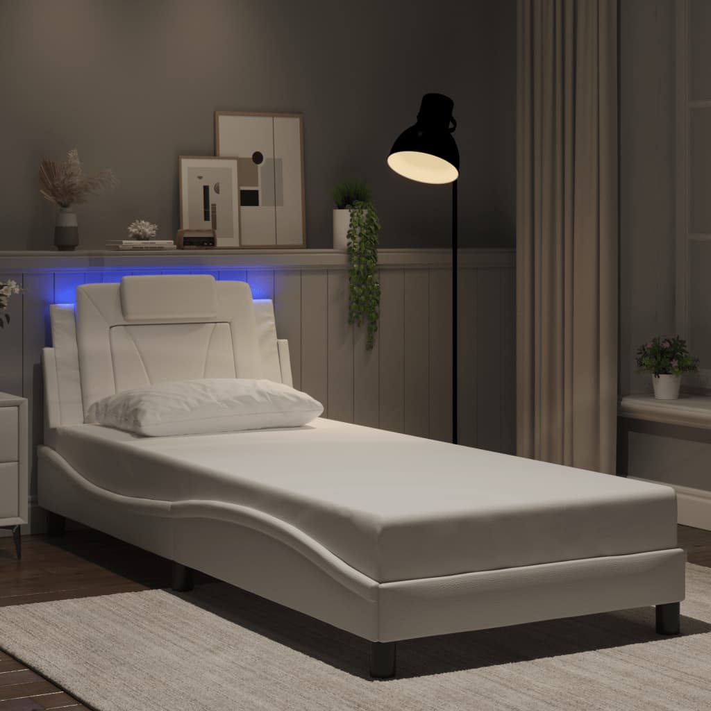 sengeramme Viana med LED uden madras 80x200 cm hvid