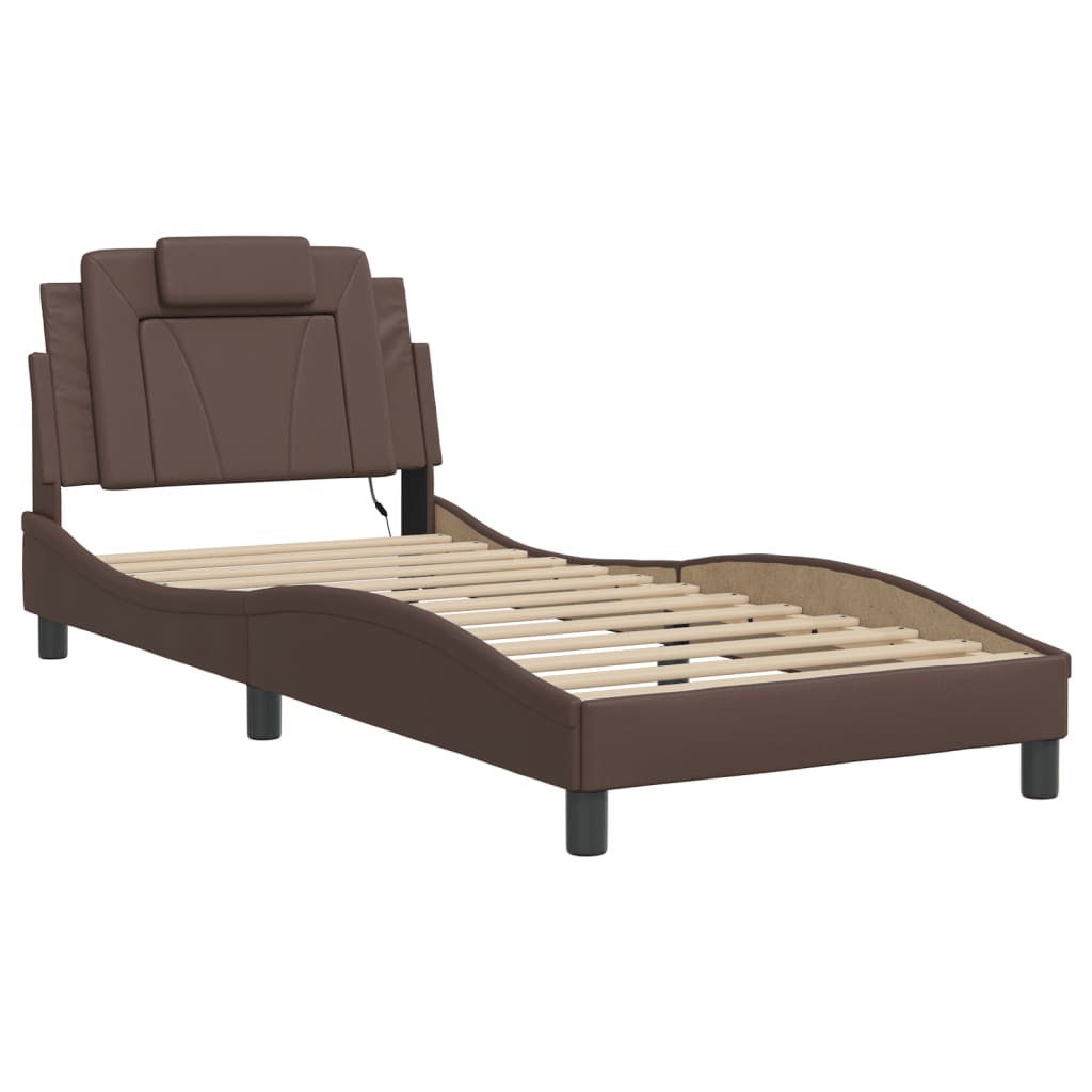 sengeramme Viana med LED uden madras 80x200 cm brun