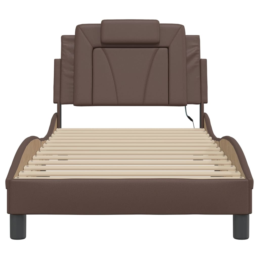 sengeramme Viana med LED uden madras 80x200 cm brun