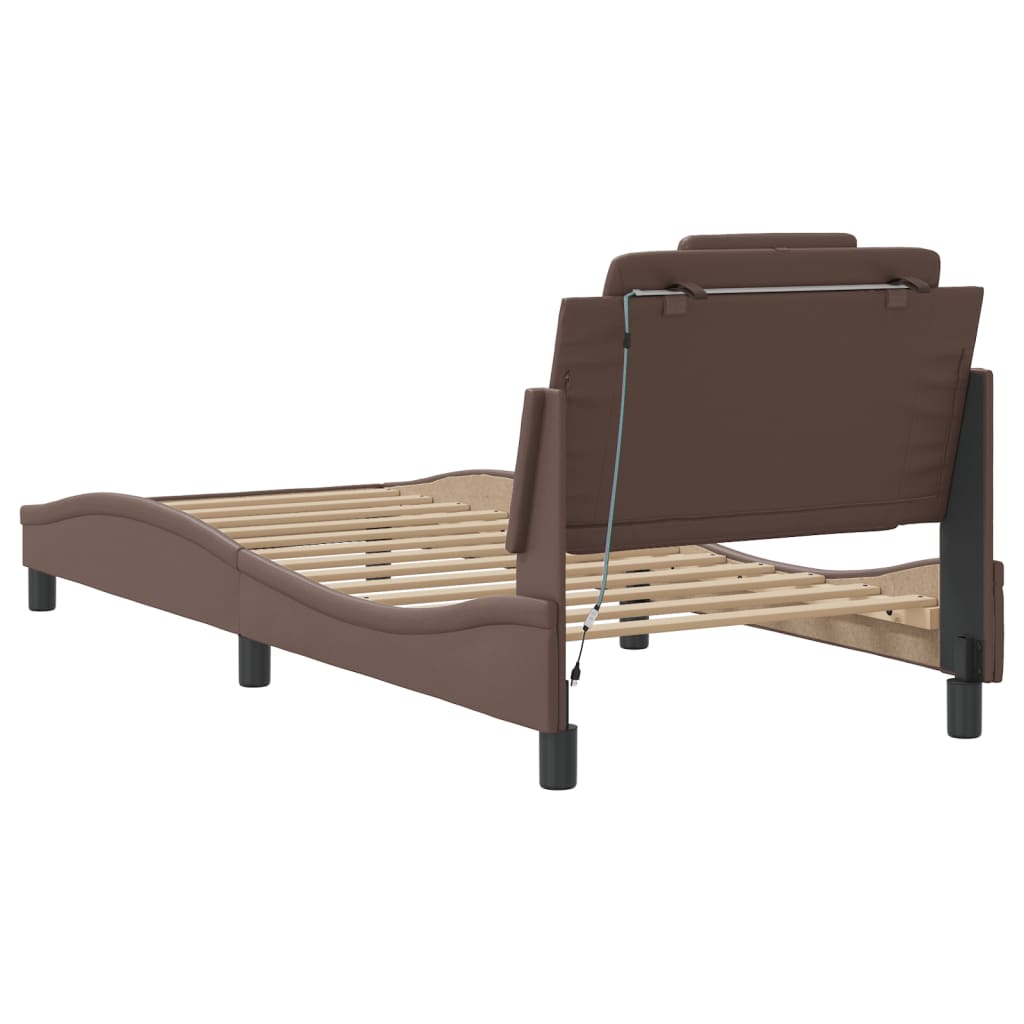 sengeramme Viana med LED uden madras 80x200 cm brun