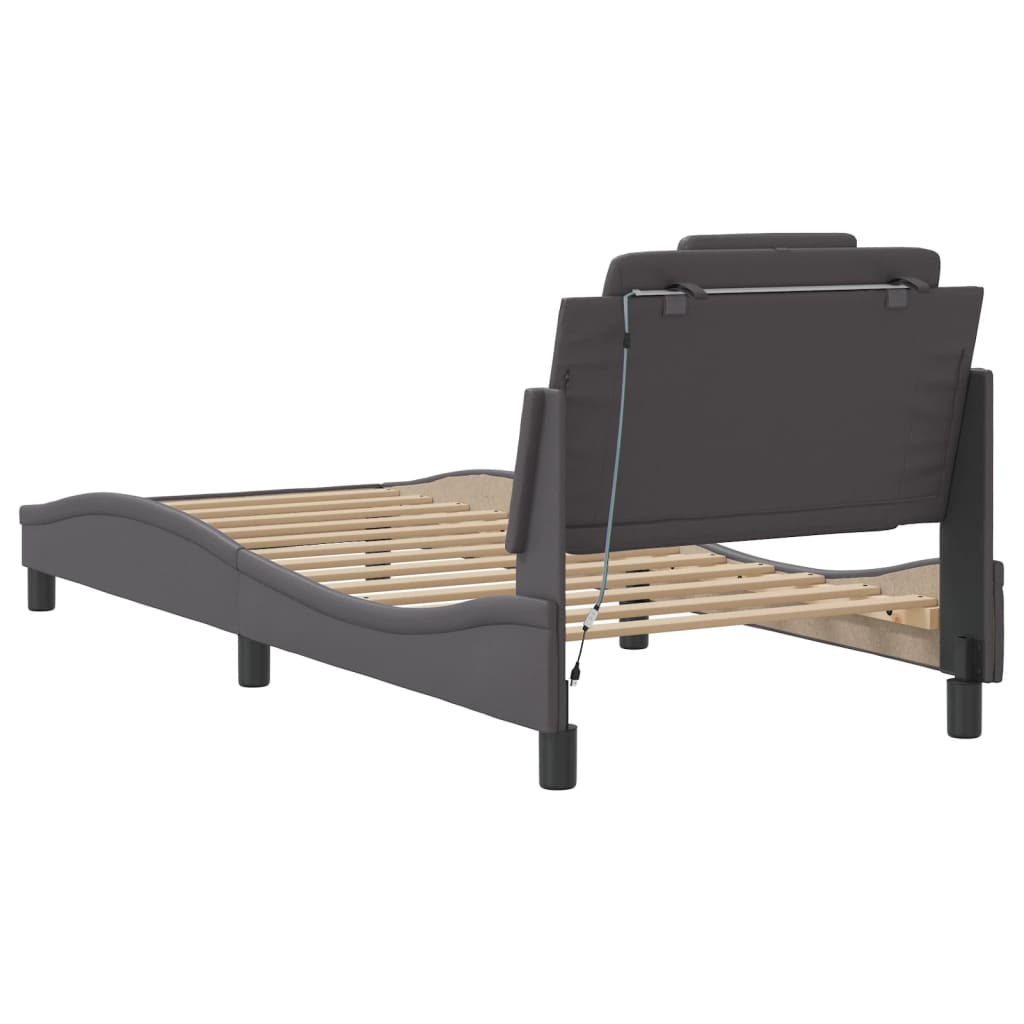 sengeramme Viana med LED uden madras 80x200 cm grå