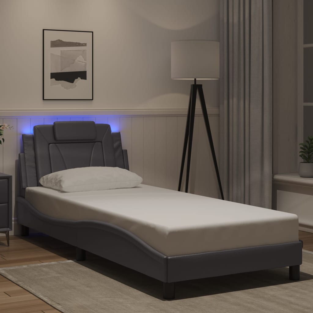 sengeramme Viana med LED uden madras 80x200 cm grå