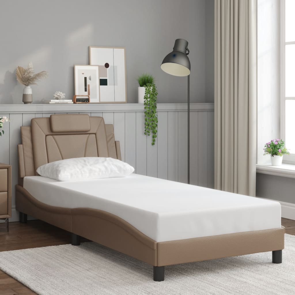 sengeramme Viana med LED uden madras 80x200 cm cappuccinofarvet