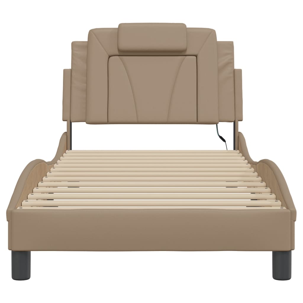 sengeramme Viana med LED uden madras 80x200 cm cappuccinofarvet