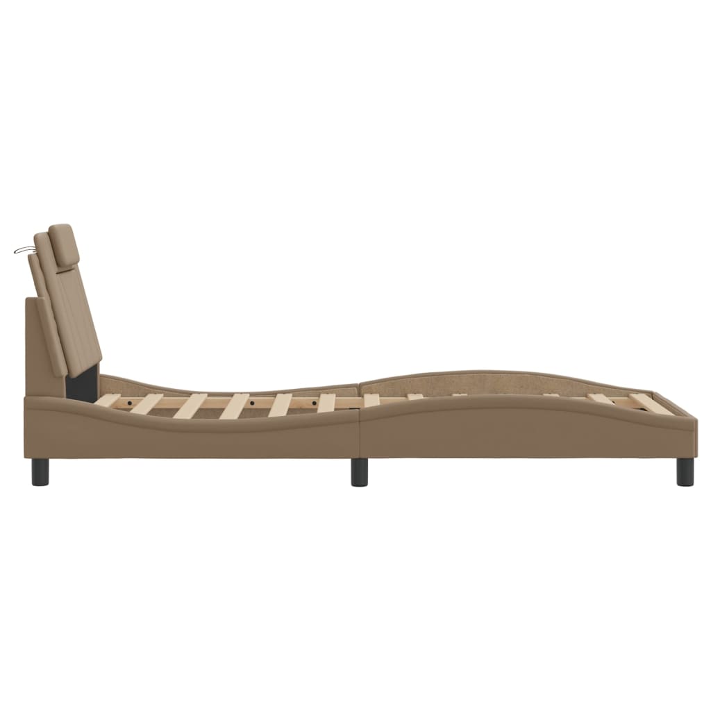 sengeramme Viana med LED uden madras 80x200 cm cappuccinofarvet
