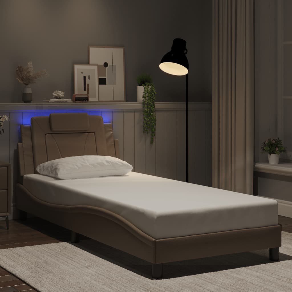sengeramme Viana med LED uden madras 80x200 cm cappuccinofarvet