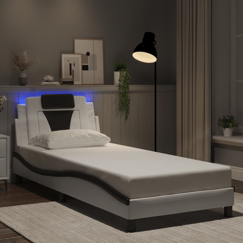 sengeramme Viana med LED uden madras 80x200 cm hvid og sort