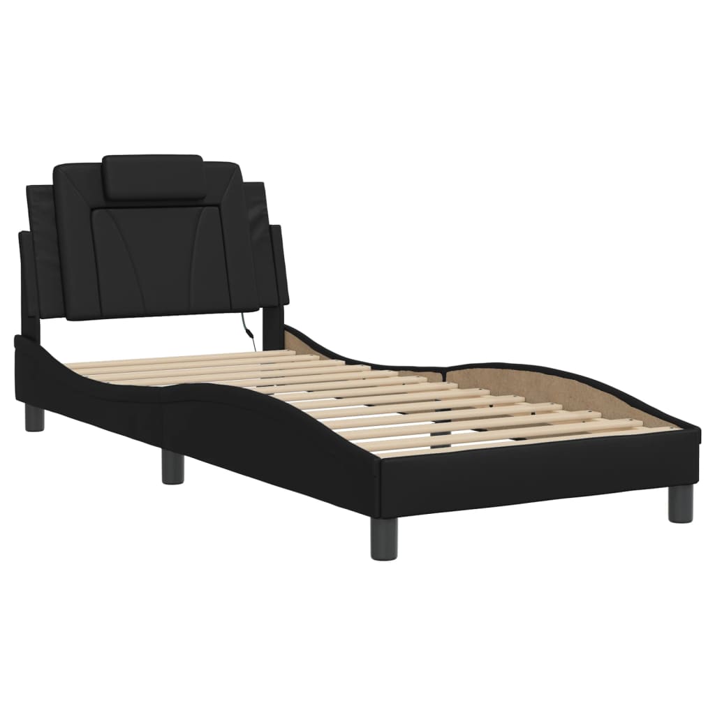 sengeramme Viana med LED uden madras 90x190 cm sort