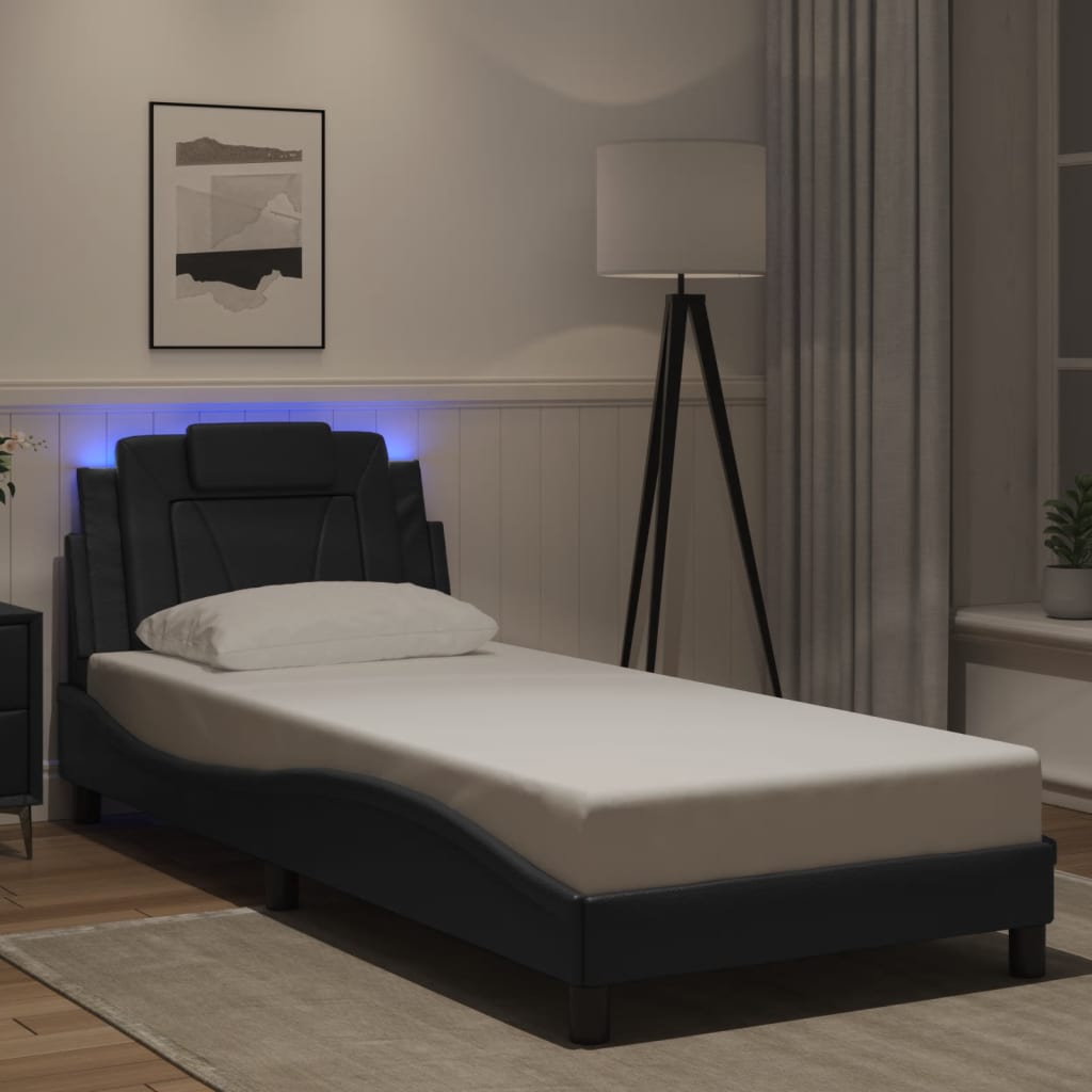 sengeramme Viana med LED uden madras 90x190 cm sort