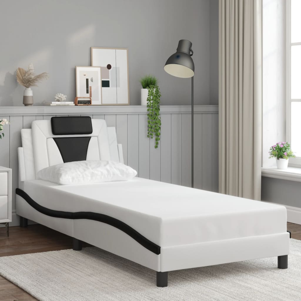 sengeramme Viana med LED uden madras 90x190 cm hvid og sort
