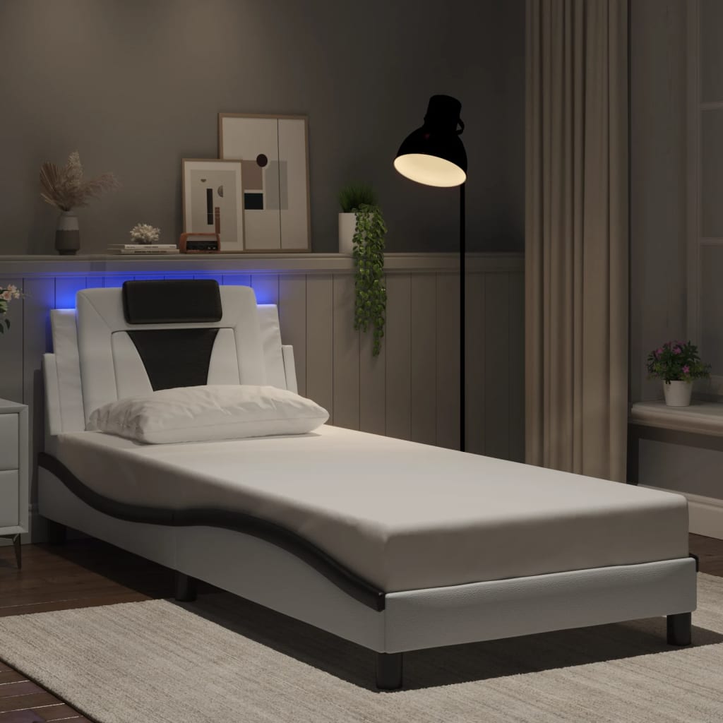 sengeramme Viana med LED uden madras 90x190 cm hvid og sort